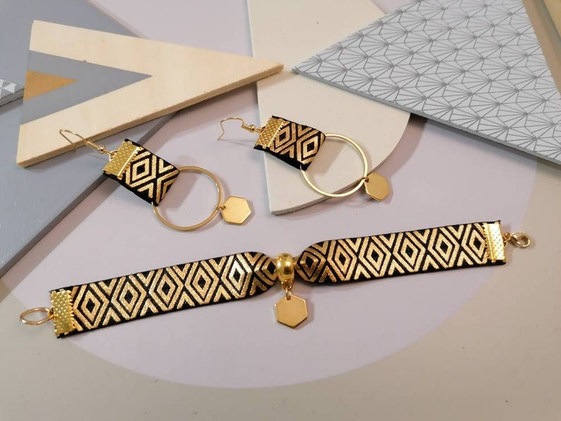 Boucle d'oreille Ethnique, bijou fantaisie nacre et zèbre | Bijoux Zor Paris